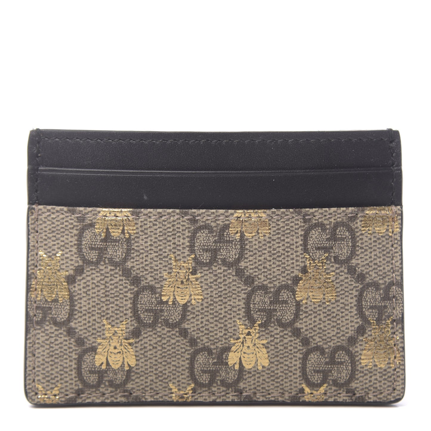 GG Supreme Monogram Bees Card Holder Black