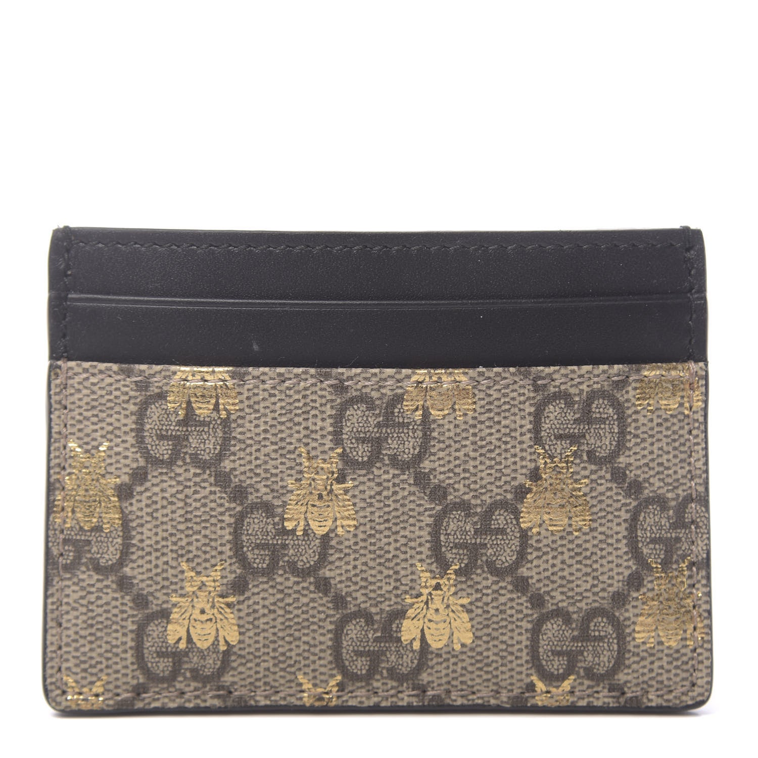 Gucci GG Supreme Monogram Bees Card Holder Black 1 of 7