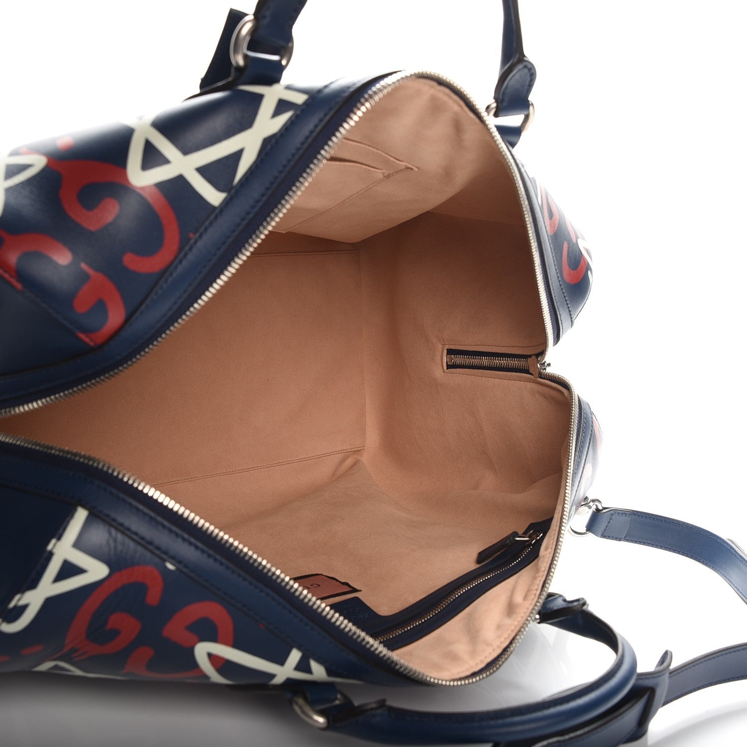 Gucci Calfskin GucciGhost Print Duffle Blue Agata Hibiscus Red 5 of 7