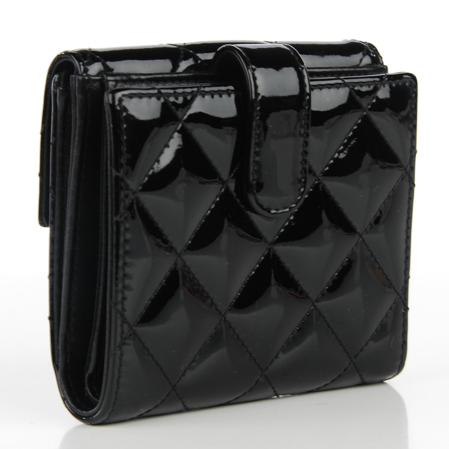 Chanel Patent Quilted CC French Wallet Black 3 of 8