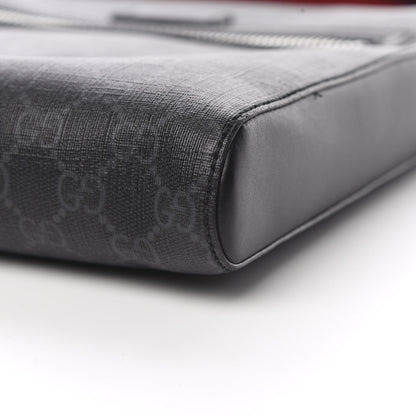 Gucci GG Supreme Monogram Appia Calfskin Web Flat Messenger Bag Black Grey 10 of 12