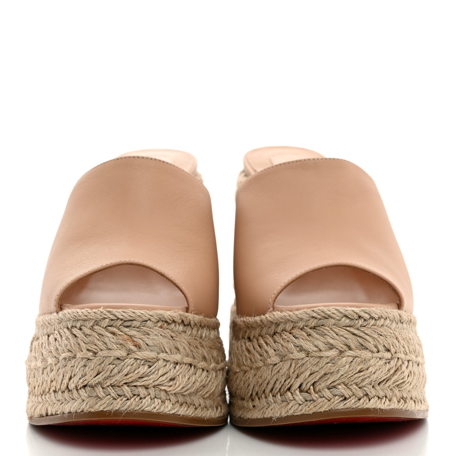 Christian Louboutin Calfskin Ariella Zeppa 130 Espadrille Sandals 36 Leche Scuro Naturel 2 of 8