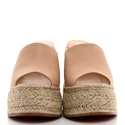 Christian Louboutin Calfskin Ariella Zeppa 130 Espadrille Sandals 36 Leche Scuro Naturel 2 of 8