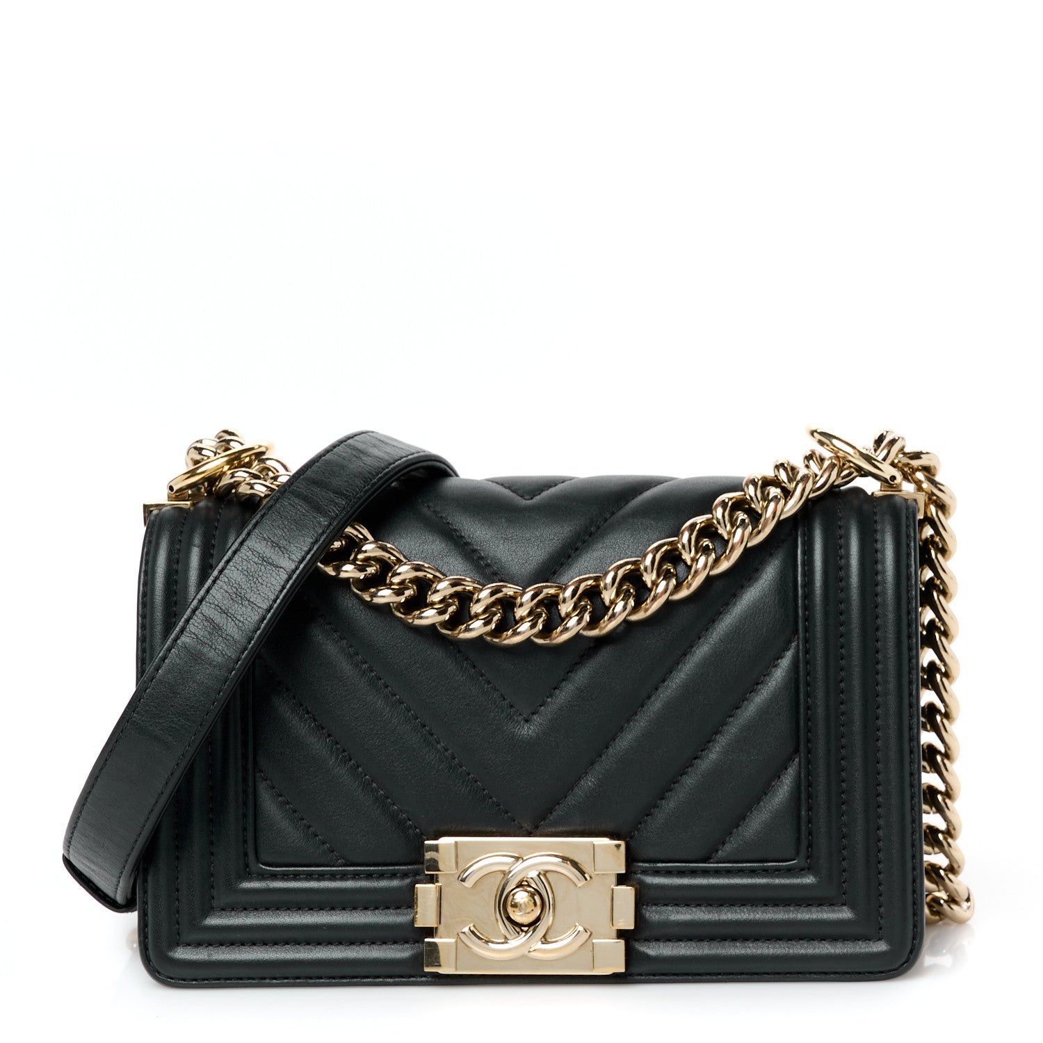 Chanel Lambskin Chevron Quilted Small Boy Flap Black 1 of 10