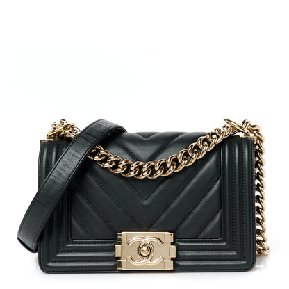 Chanel Lambskin Chevron Quilted Small Boy Flap Black 1 of 10