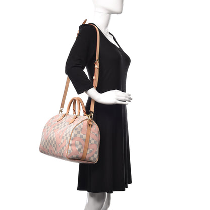 Louis Vuitton Damier Azur Tahitienne Speedy Bandouliere 30 Rose Ballerine 2 of 9