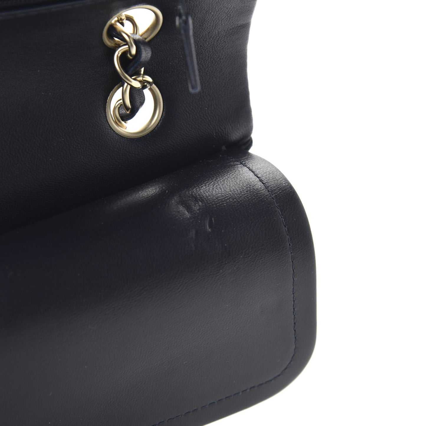 Lambskin Quilted Medium Double Flap Navy