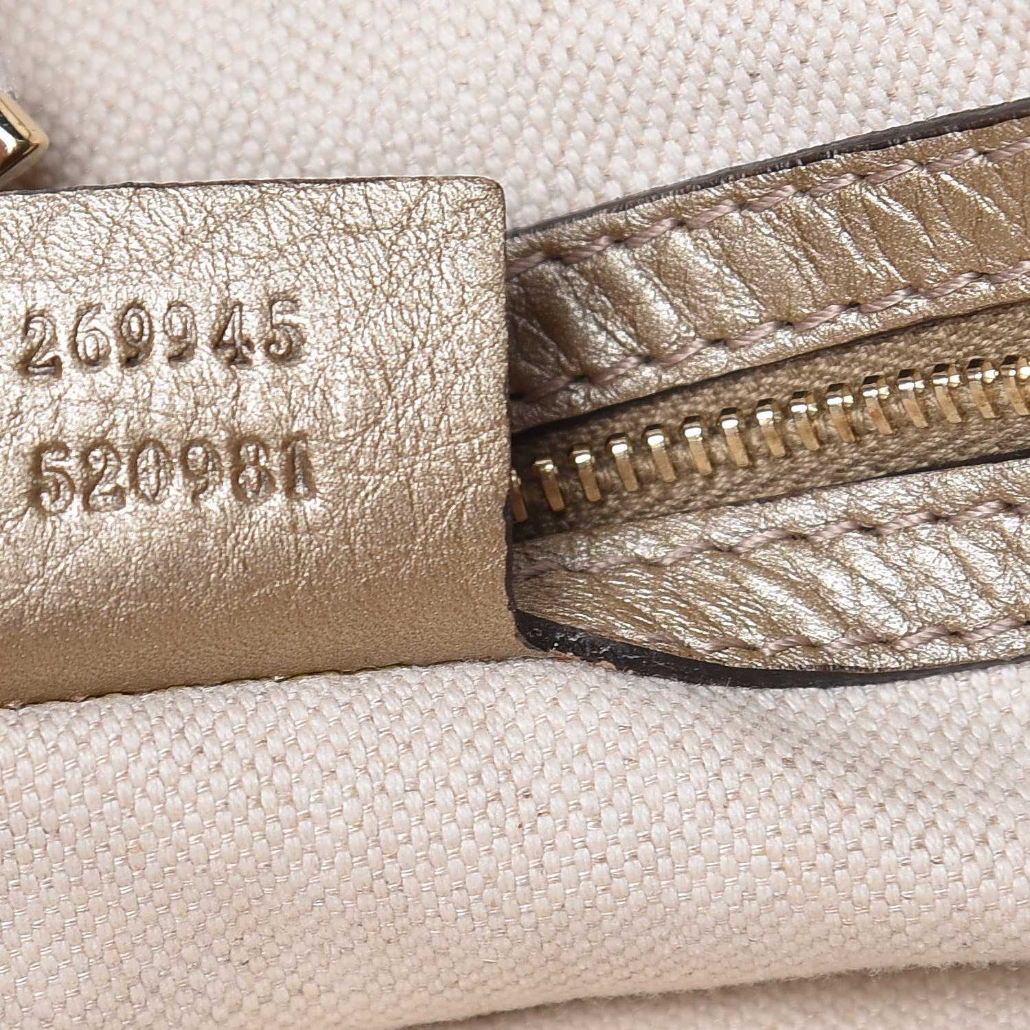 Gucci Metallic Pebbled Calfskin Medium Bella Tote Gold 7 of 22