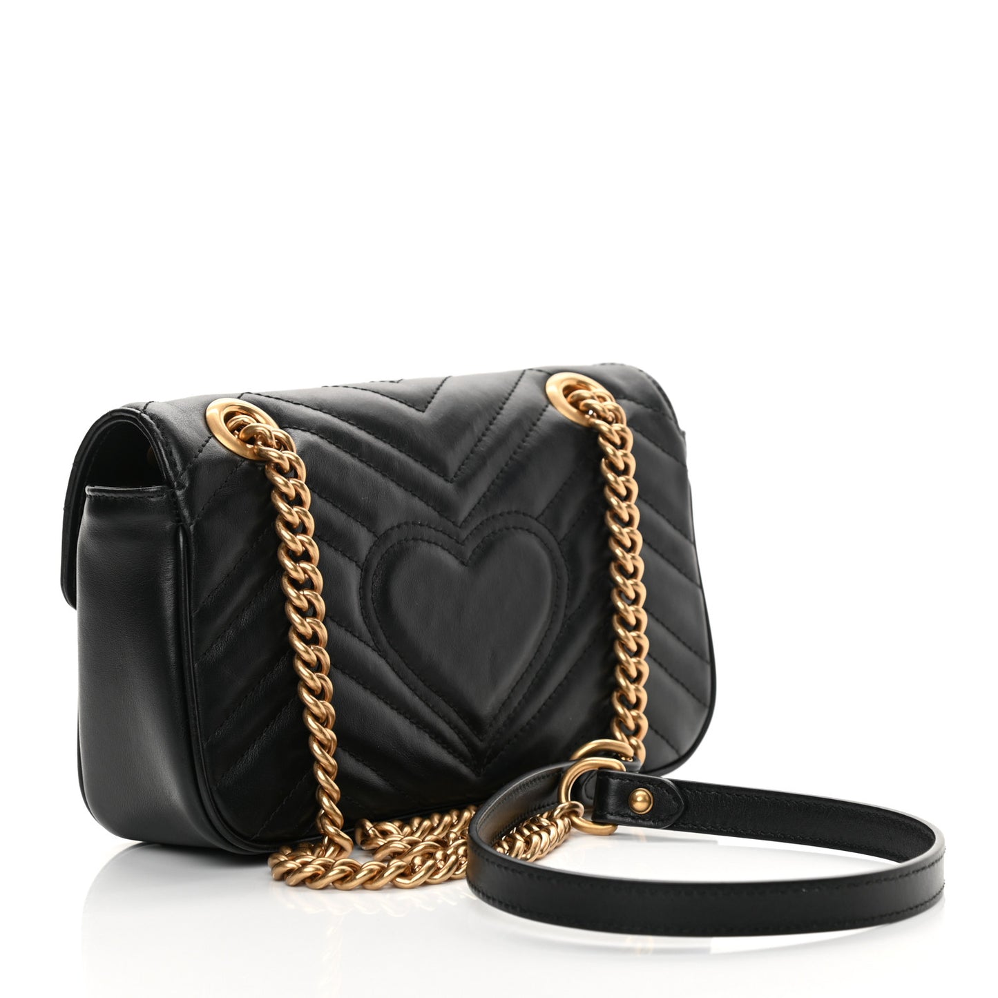 Calfskin Matelasse Mini GG Marmont Shoulder Bag Black
