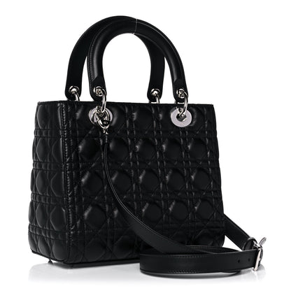 Christian Dior Lambskin Cannage Medium Lady Dior Black 3 of 14