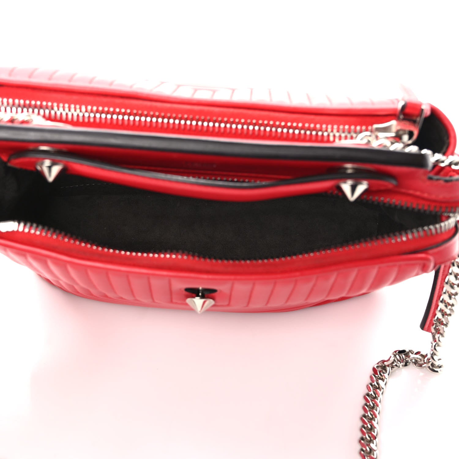 Fendi Shiny Nappa Trapuntata Small DotCom Click Chain Satchel Rojo 5 of 13