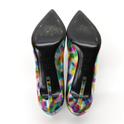 Saint Laurent Metallic Calfskin Pumps 38 Silver Multicolor 6 of 9