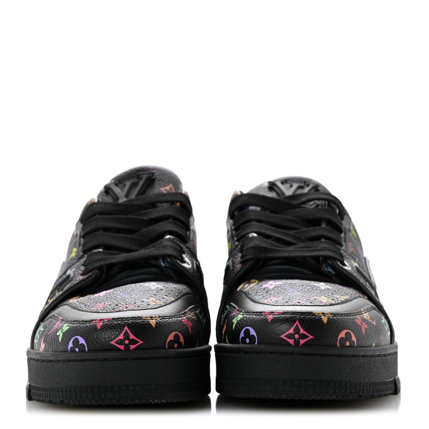 Louis Vuitton LV X TM Calfskin Monogram Multicolor Womens LV Trainer Sneakers 37.5 Black 3 of 10