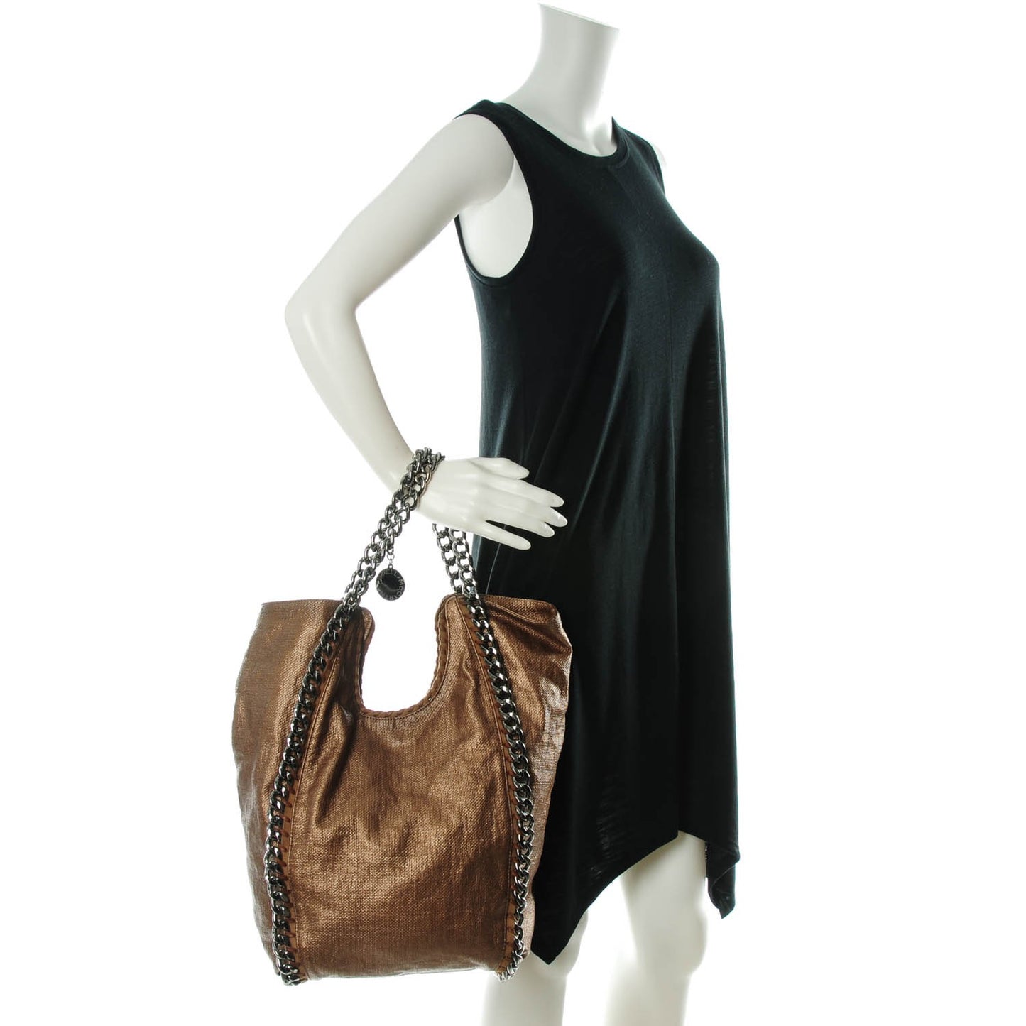 Metallic Linen Falabella Tote Copper Rose