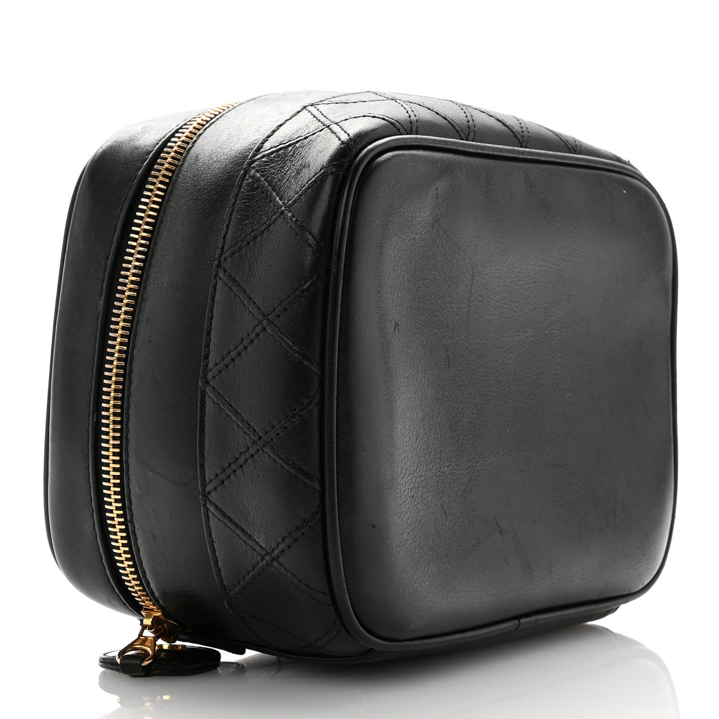 Lambskin Vanity Cosmetic Case Black