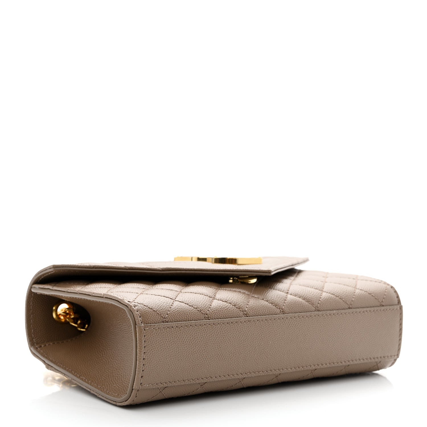 Saint Laurent Grain De Poudre Textured Mixed Matelasse Triquilt Small Monogram Satchel Taupe 4 of 14