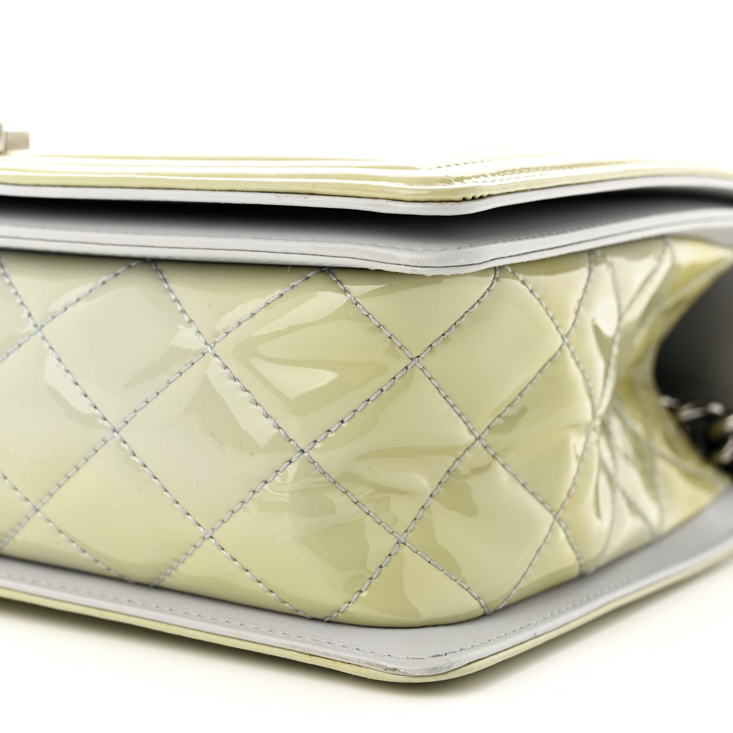 Chanel Patent Chevron Quilted New Medium Boy Flap Light Blue 10 of 11