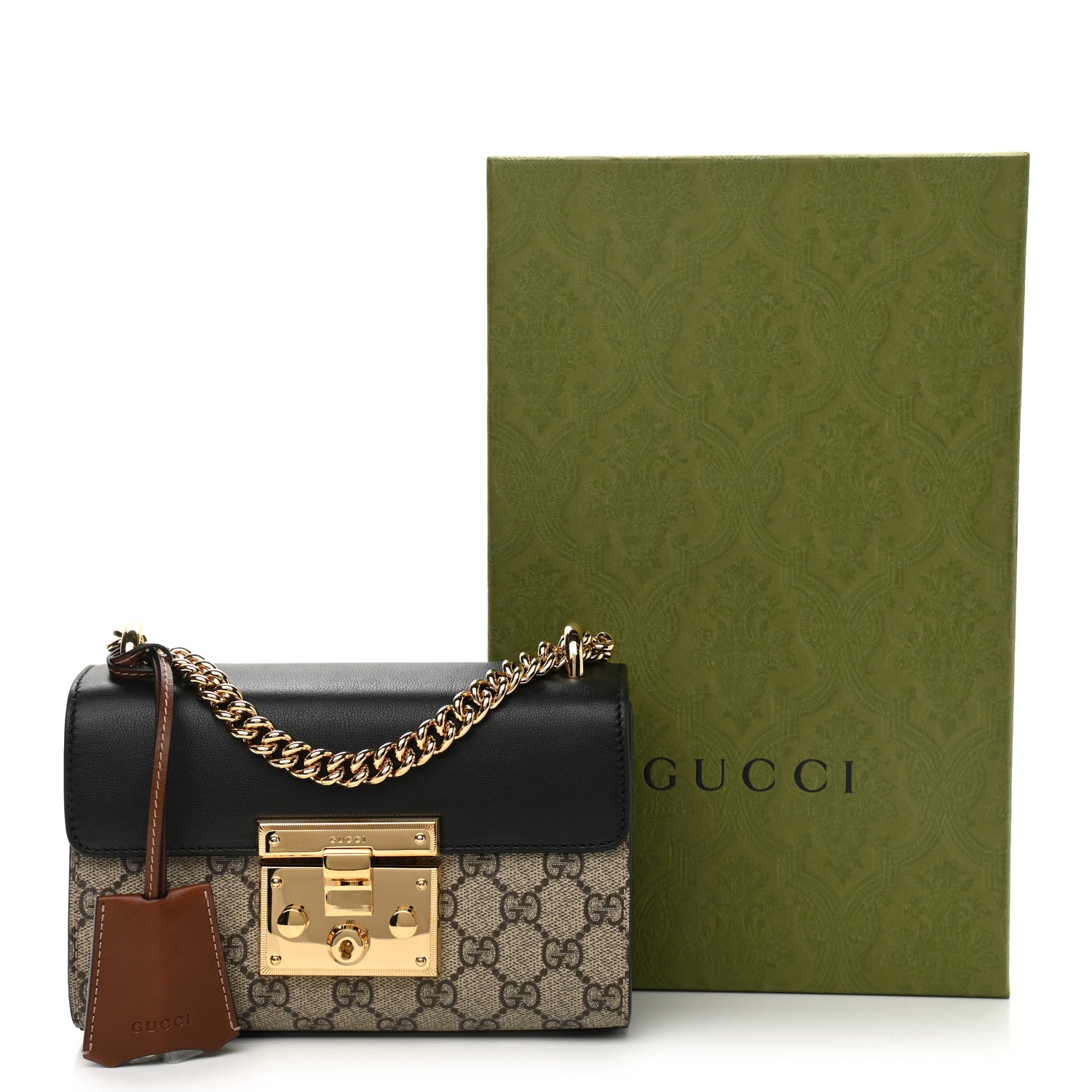 Gucci GG Supreme Monogram Calfskin Small Padlock Shoulder Bag Beige Black Cuir 11 of 11