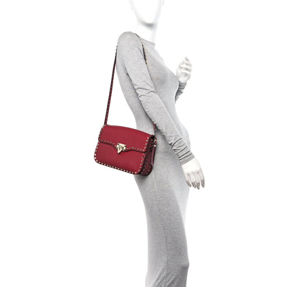 Valentino Garavani Vitello Medium Rockstud Flap Saddle Bag Scarlet 2 of 10