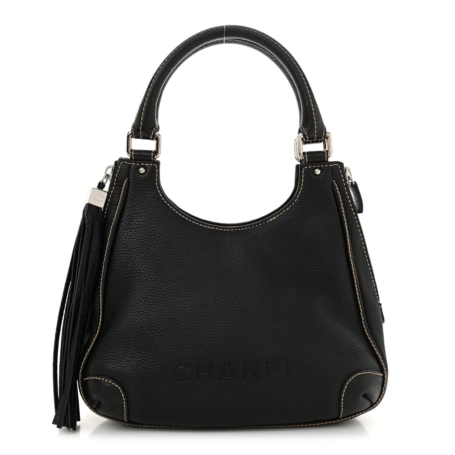 Chanel Grained Calfskin Tassel Hobo Black 1 of 15