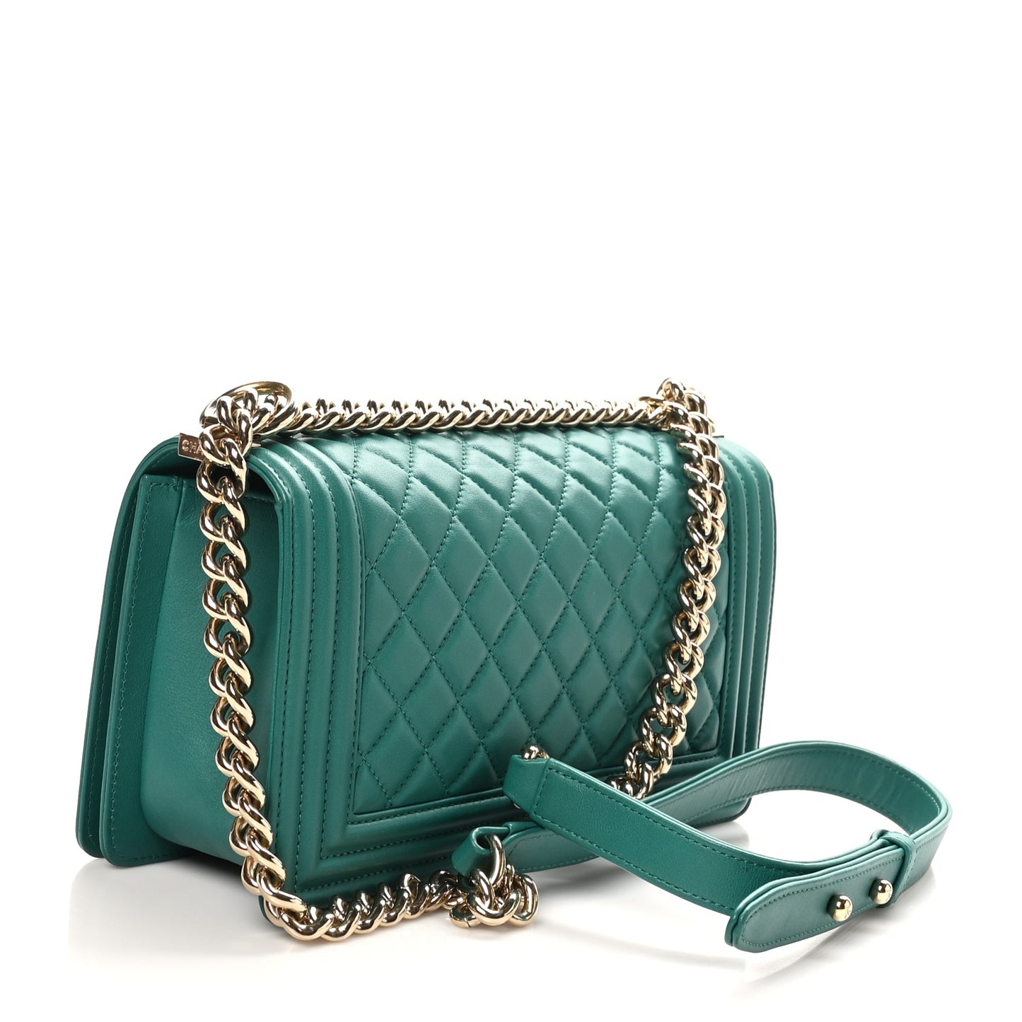 Lambskin Quilted Medium Boy Flap Green