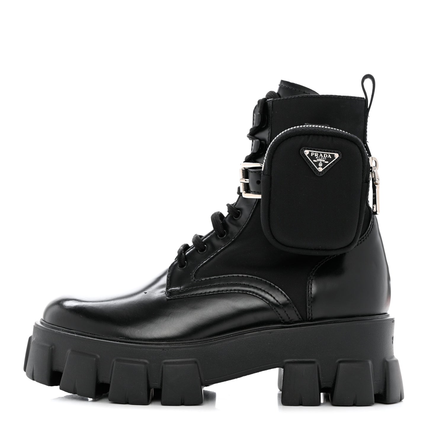 Spazzolato Rois Re-Nylon Metal Triangle Logo Monolith Pouch Pocket 55mm Boots 39.5 Black