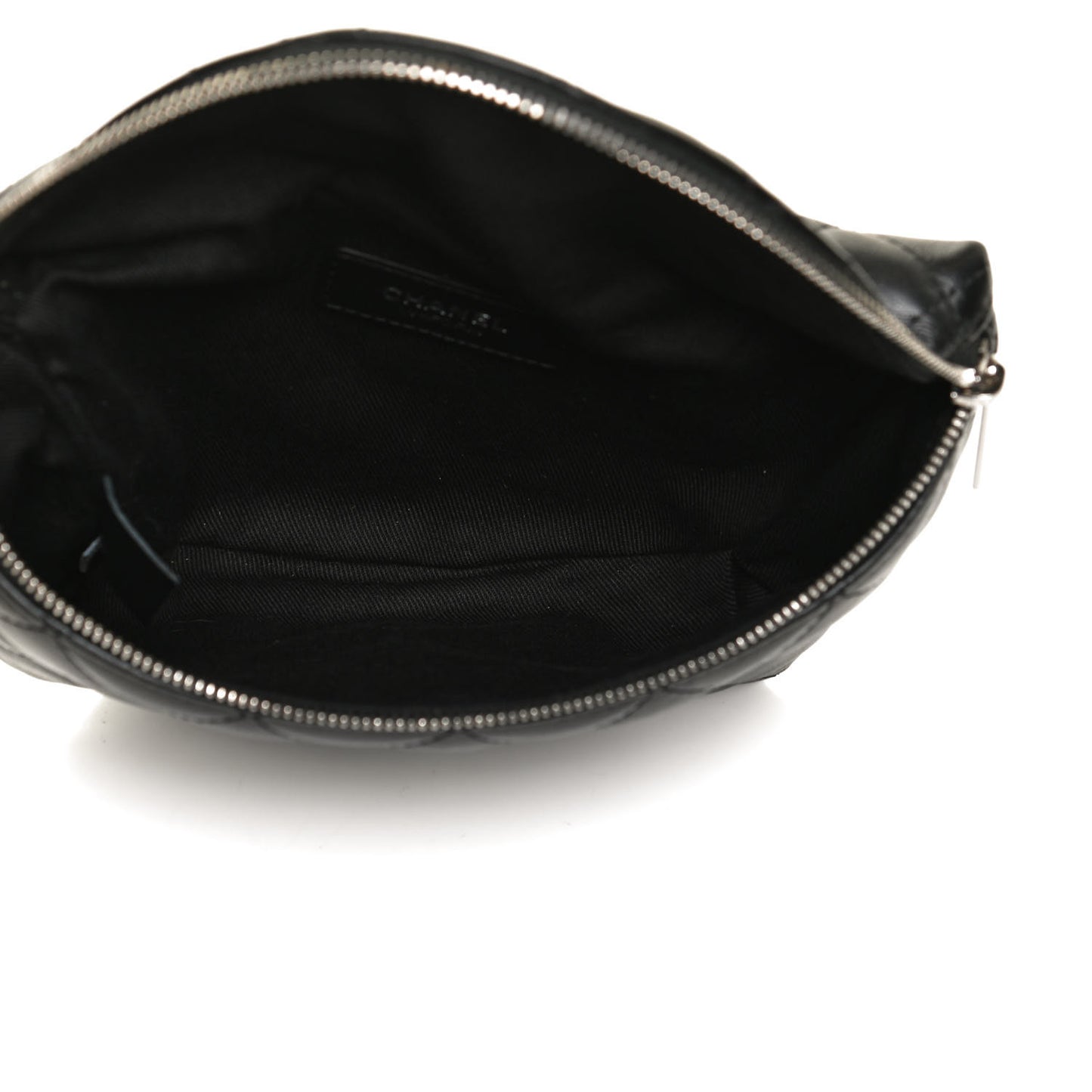 Lambskin Quilted Waist Belt Bag Black