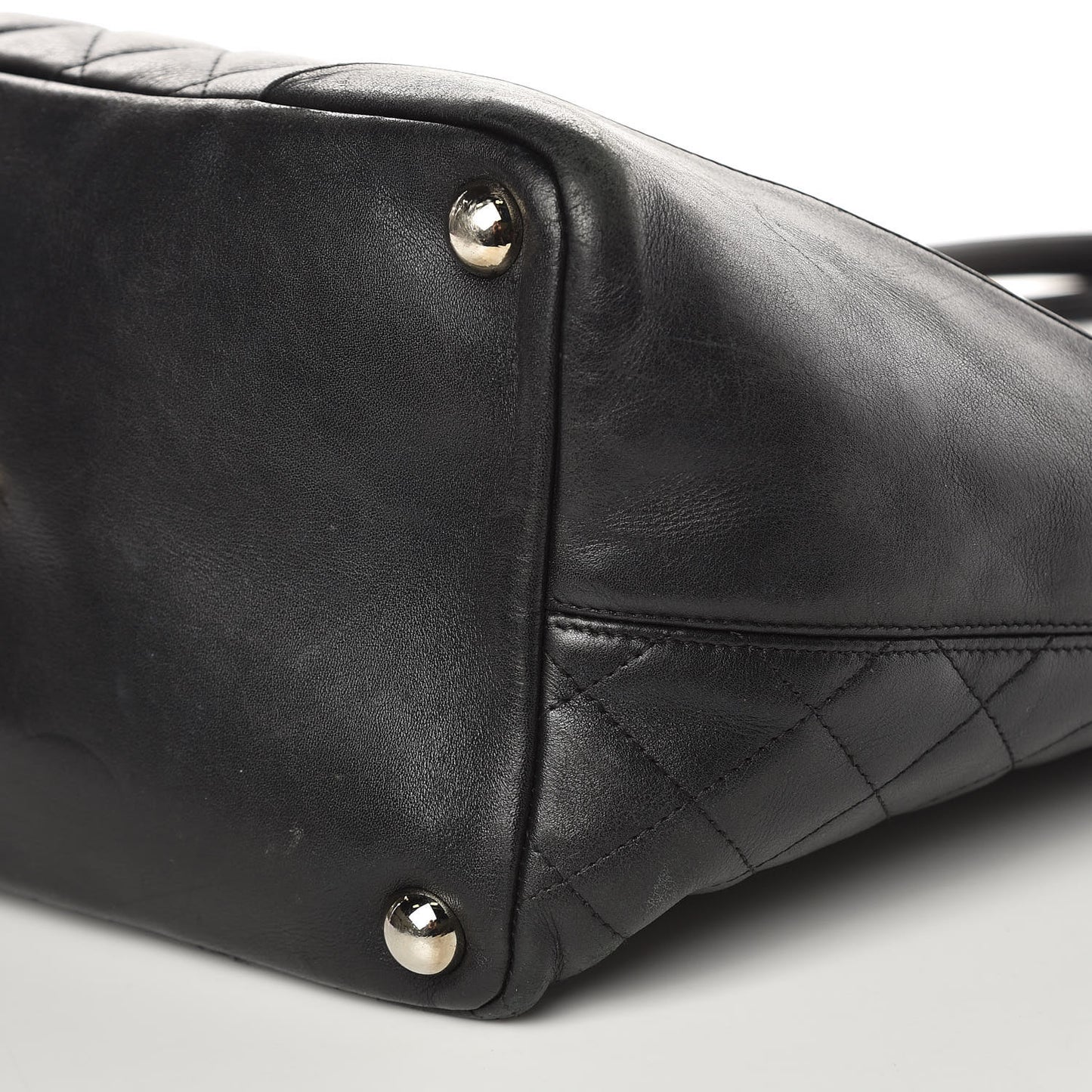 Calfskin Quilted Large Cambon Tote Black White