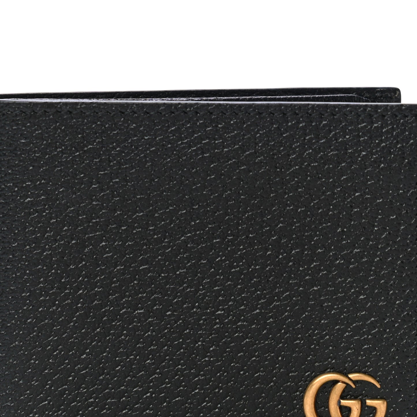 Calfskin Boar Effect GG Marmont Bi-Fold Wallet Black