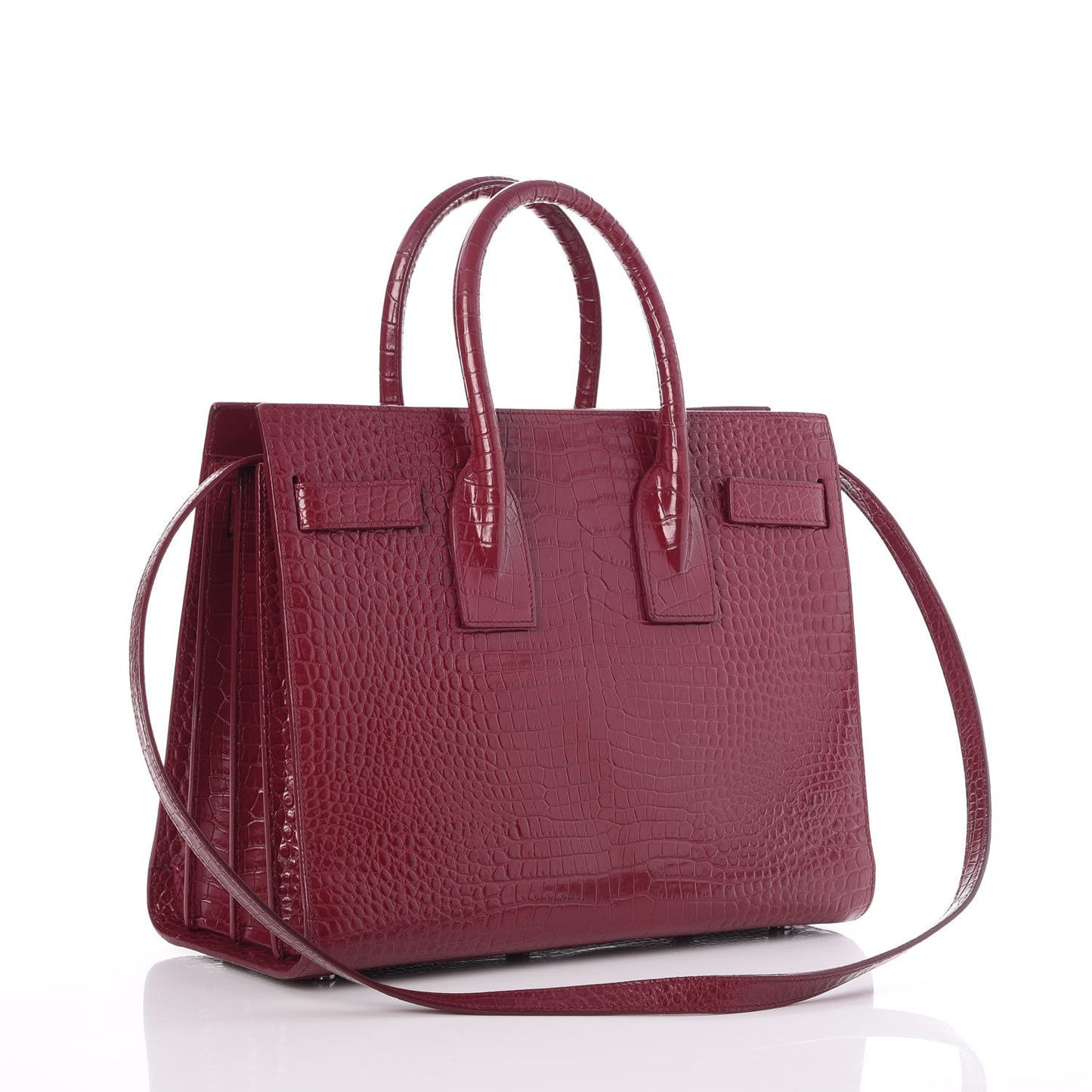 Calfskin Crocodile Embossed Small Sac De Jour Rouge