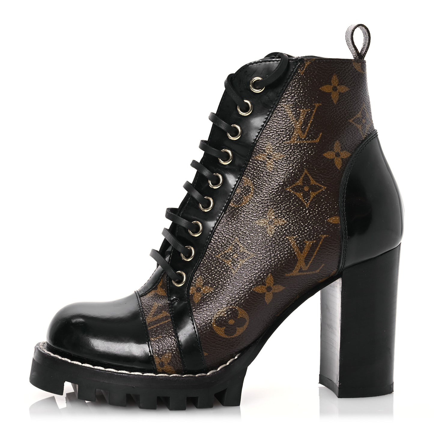 Patent Calfskin Monogram Star Trail Ankle Boots 37 Black