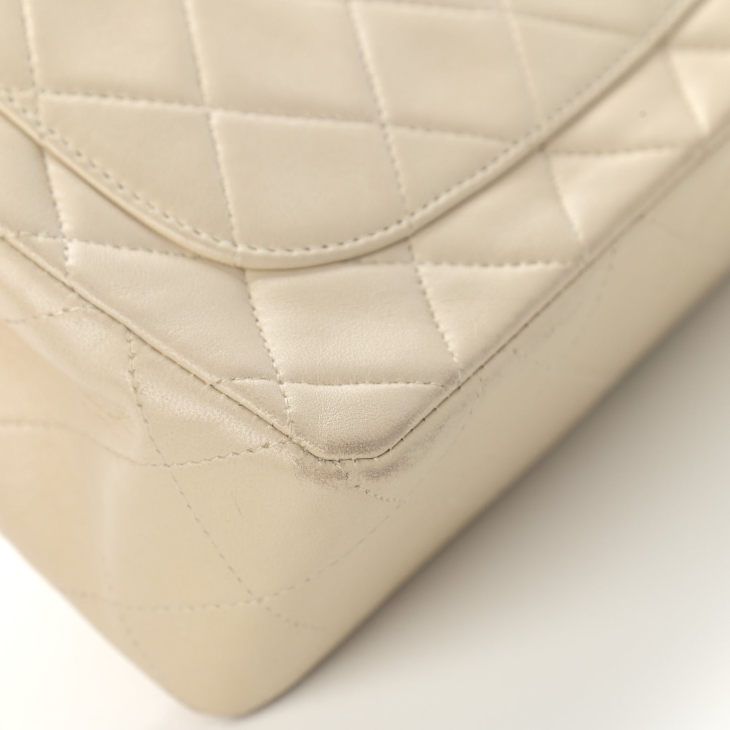 Lambskin Quilted Mini Square Flap Beige