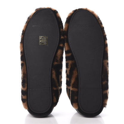 Fendi Shearling Nappa FF Slippers 39 Tobacco Black 5 of 7