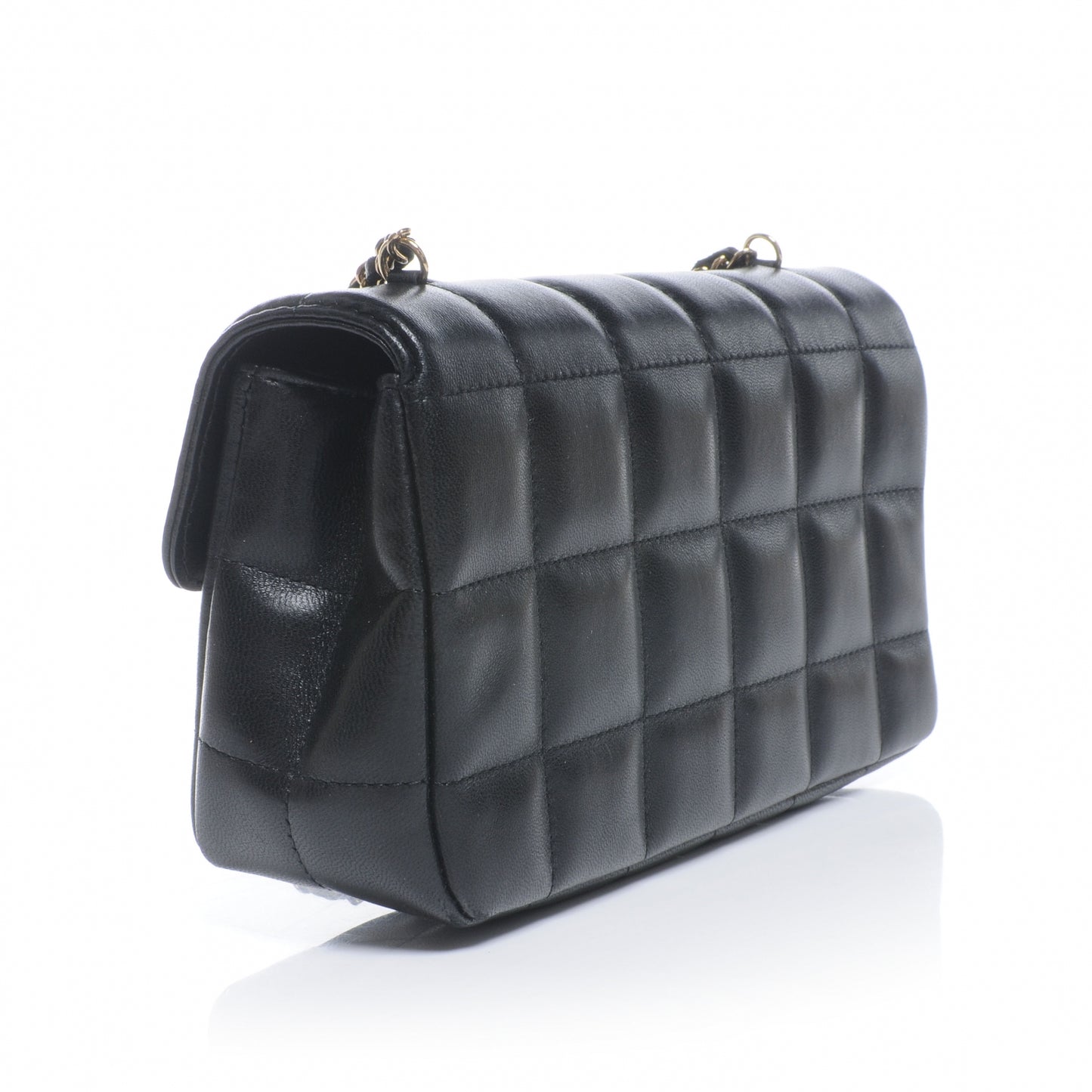 Lambskin Square Quilted Mini Flap Black