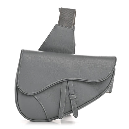 Christian Dior Grained Calfskin Mens Saddle Bag Cloud Blue 1 of 12