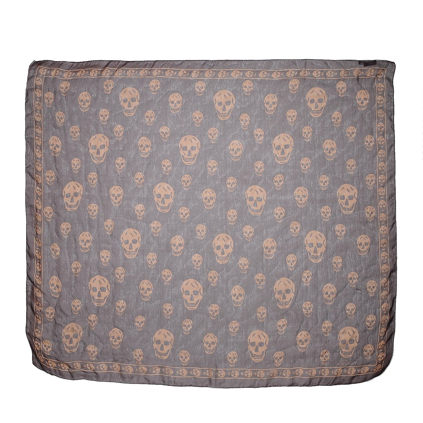 Silk Chiffon Skull Scarf Dark Brown
