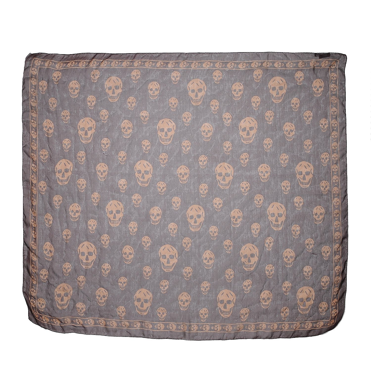 Alexander McQueen Silk Chiffon Skull Scarf Dark Brown 3 of 8