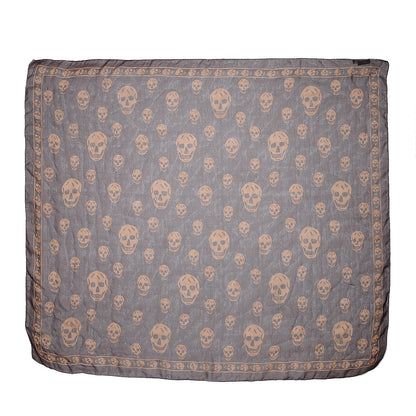 Alexander McQueen Silk Chiffon Skull Scarf Dark Brown 3 of 8