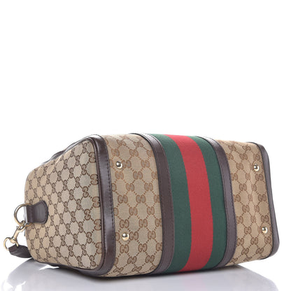 Gucci Monogram Vintage Web Medium Boston Dark Brown 5 of 13