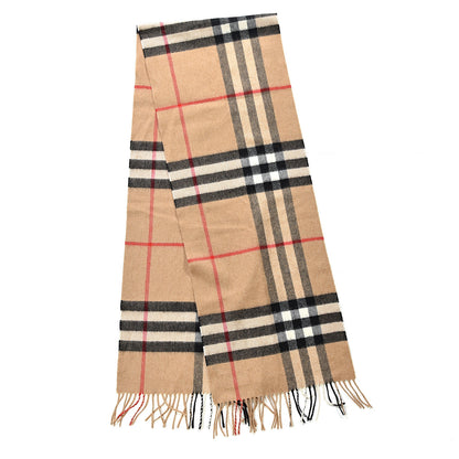 Burberry Cashmere Giant Heritage Check Fringe Scarf Camel 2 of 3