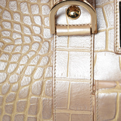 Versace Calfskin Crocodile Embossed Madonna Satchel Beige 18 of 18