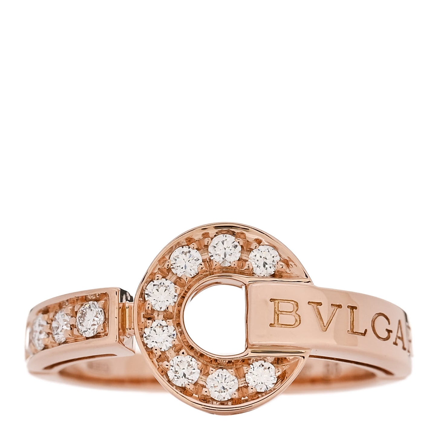 18K Rose Gold Diamond Bvlgari Bvlgari Ring 54 6.75