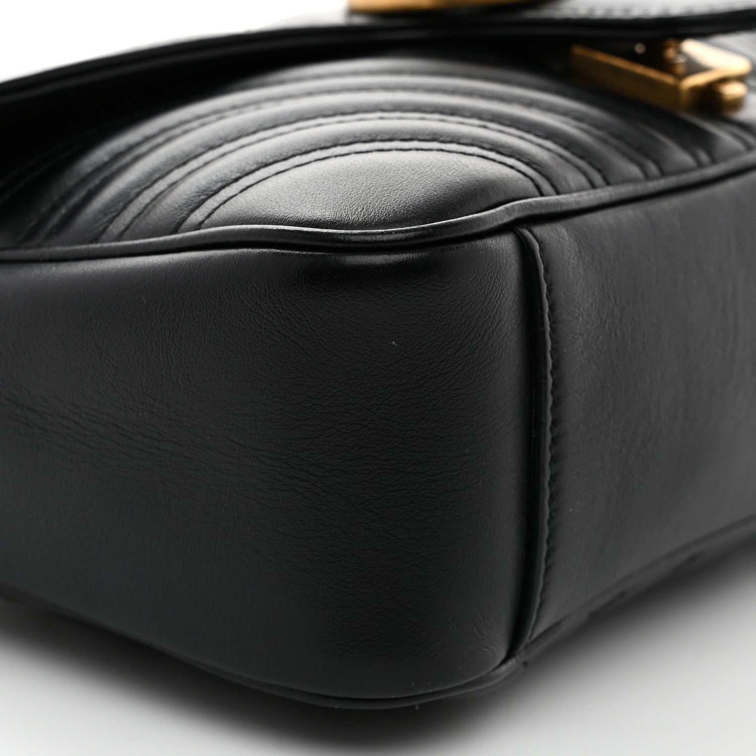 Gucci Calfskin Matelasse Small GG Marmont Shoulder Bag Black 10 of 11