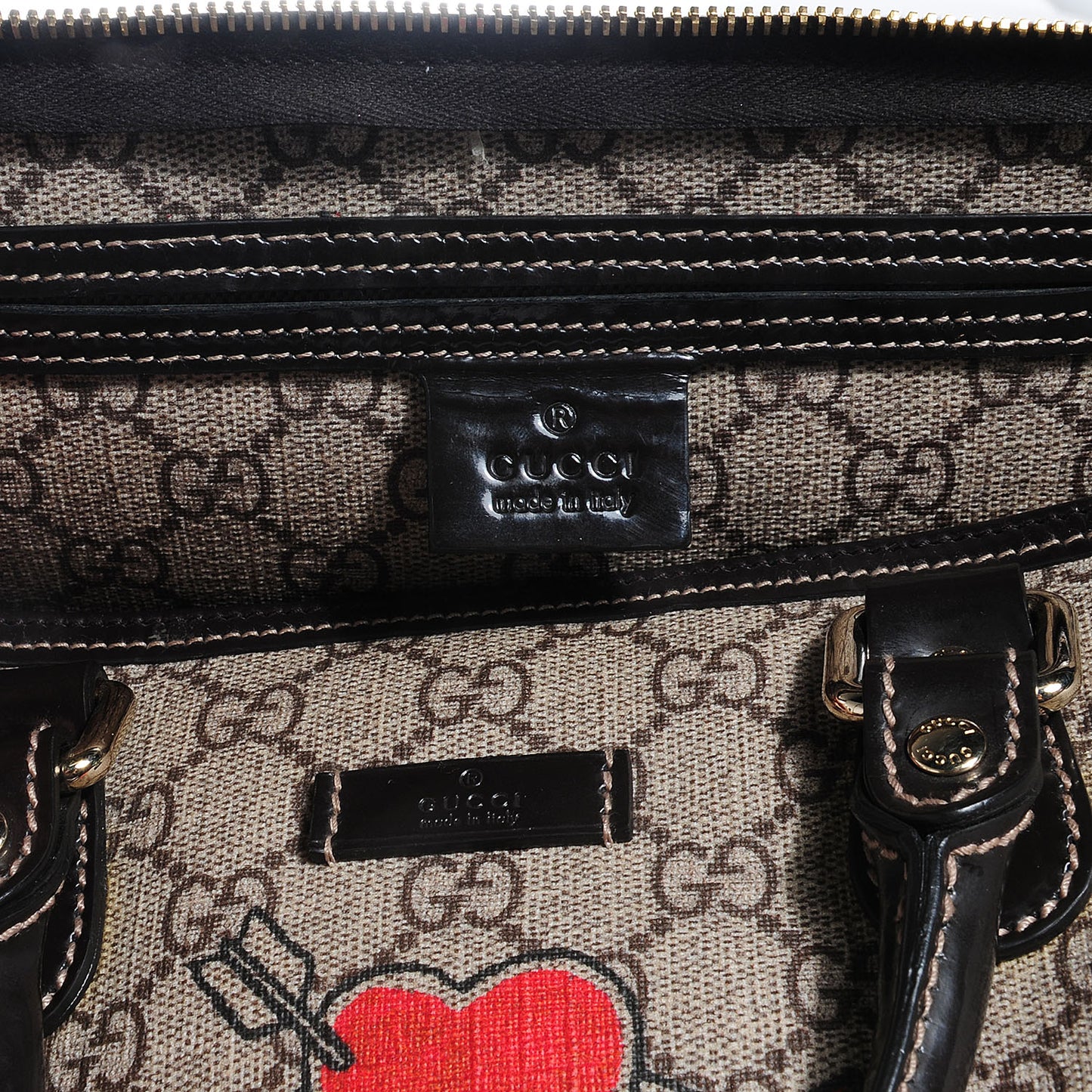 GG Plus Monogram Tattoo Heart Medium Joy Boston Dark Brown