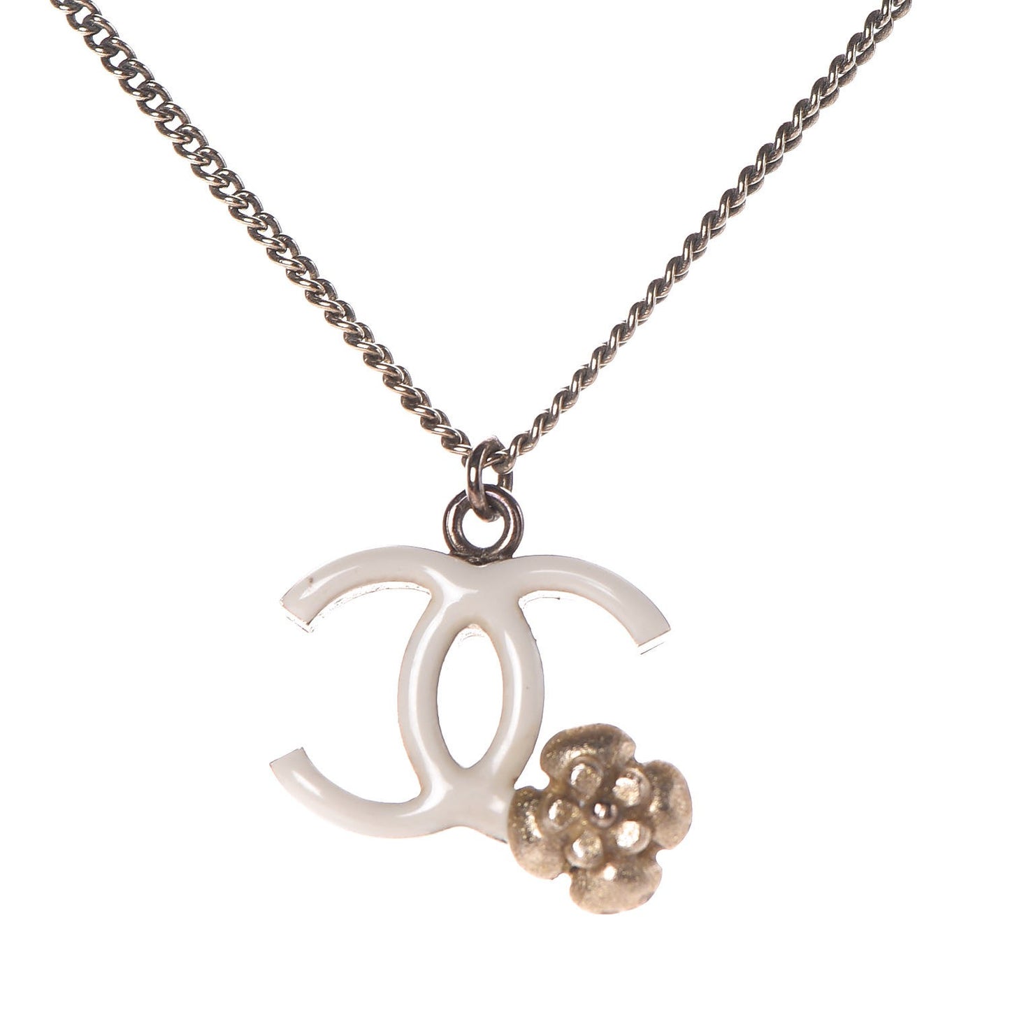 Enamel CC Camellia Necklace Gold