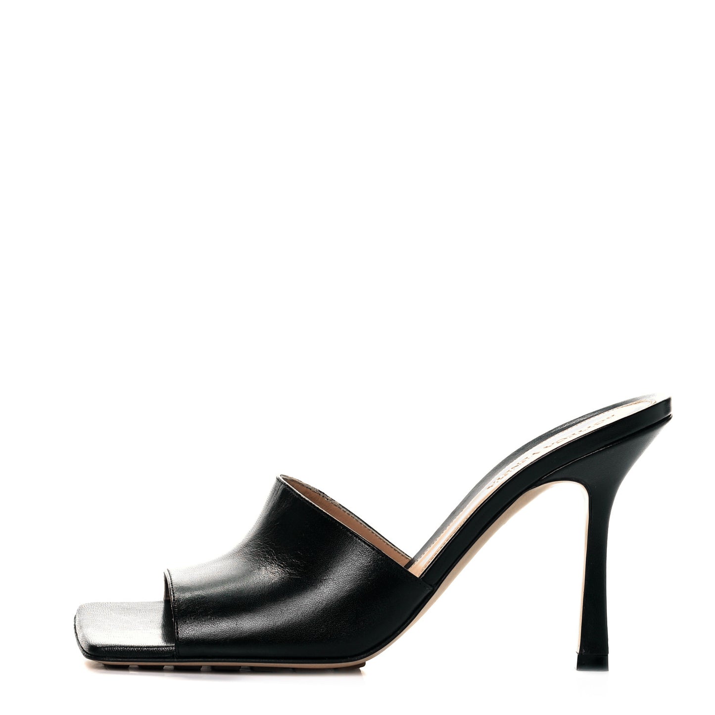 Lambskin Stretch Mule Sandals 38.5 Black