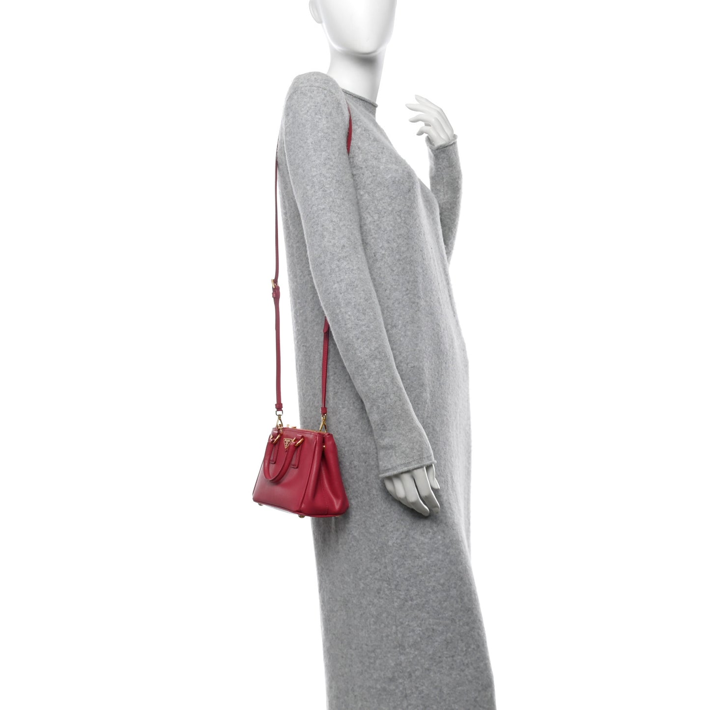 Saffiano Lux Micro Galleria Double Zip Tote Peonia