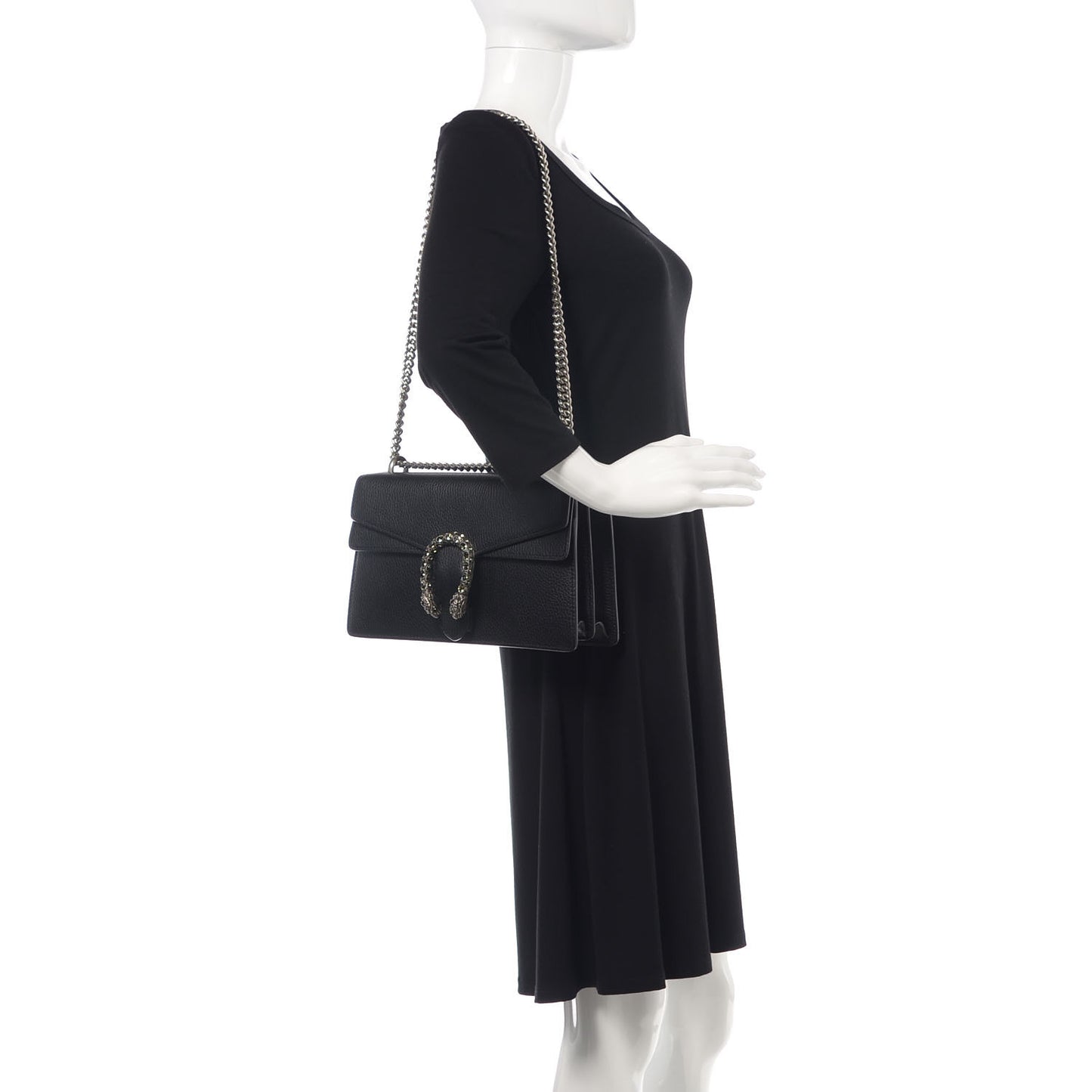 Pebbled Calfskin Small Dionysus Shoulder Bag Black