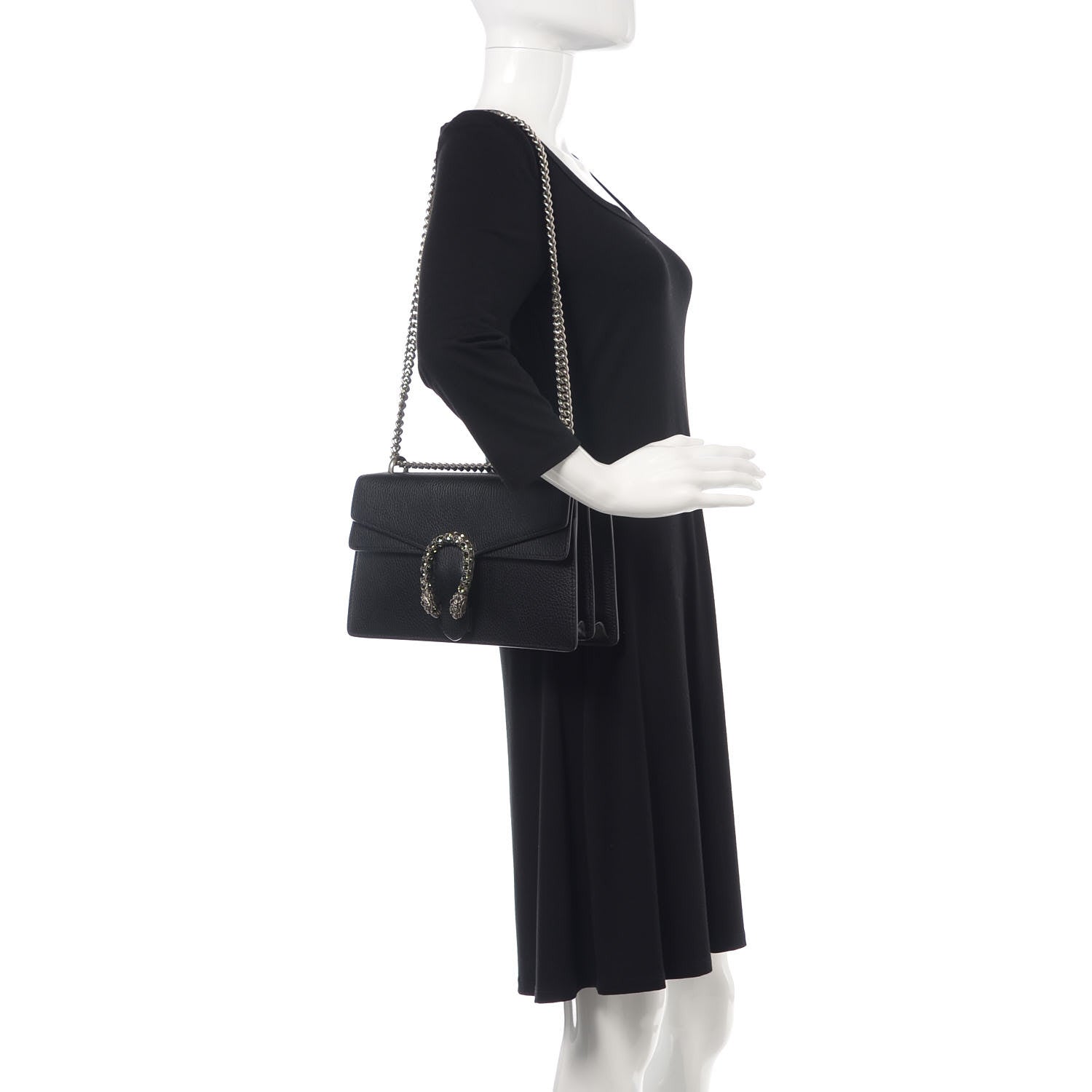 Gucci Pebbled Calfskin Small Dionysus Shoulder Bag Black 3 of 11