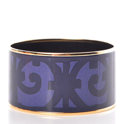 Hermes Enamel Printed Extra Wide Balcons du Guadalquivir Bracelet 70 Blue 3 of 6